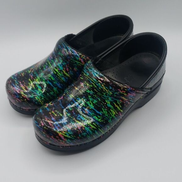 Dansko Women's 36 Neon Rainbow & Black Professional Clog - Picture 2 of 15